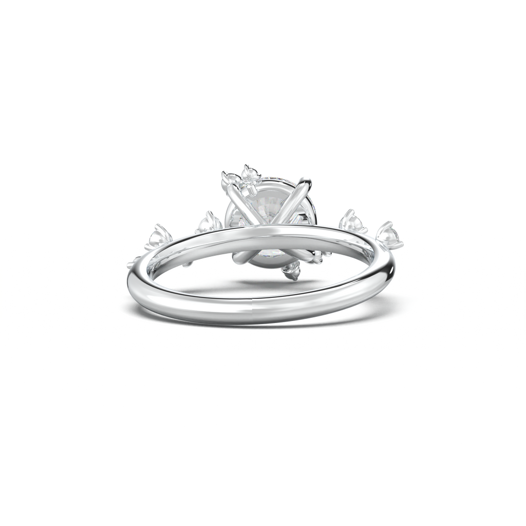 Round Botanical Accent Engagement Ring