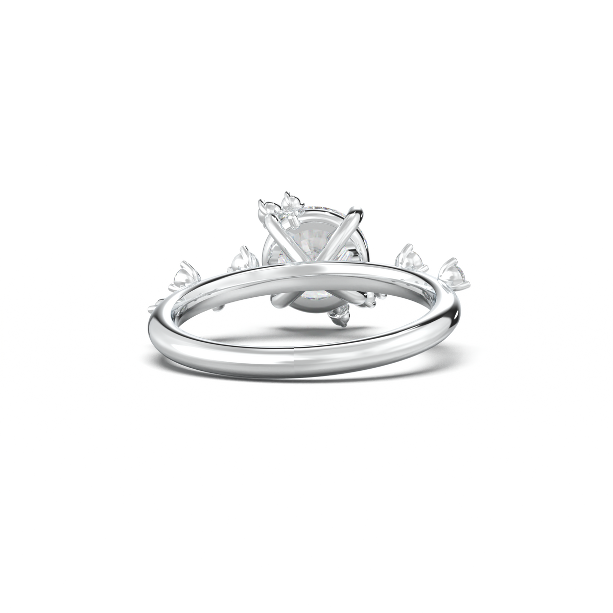 Round Botanical Accent Engagement Ring