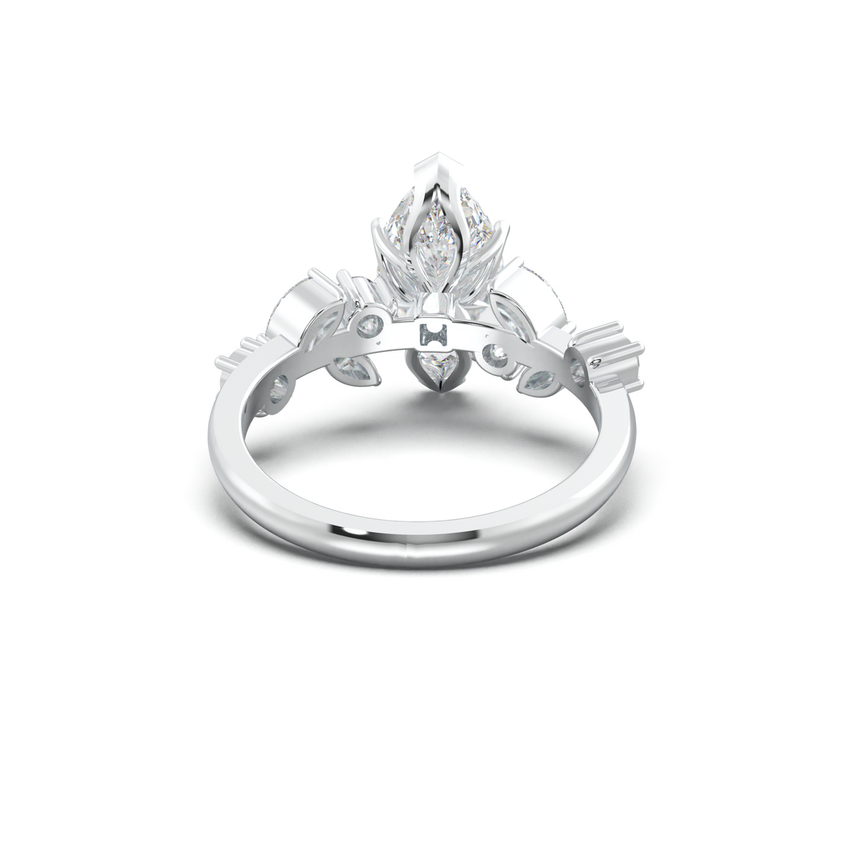 Marquise Mixed Side-Stone Engagement Ring