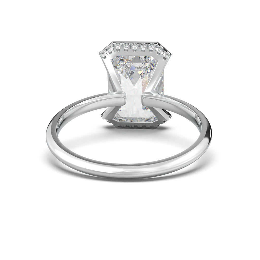 Emerald Hidden Halo Engagement Ring