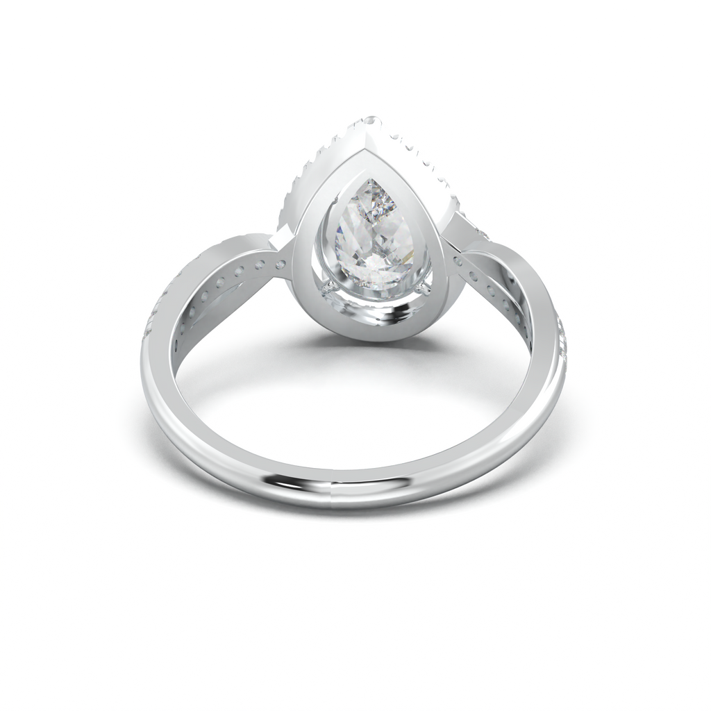 Pear Halo Twisted Pavé Engagement Ring