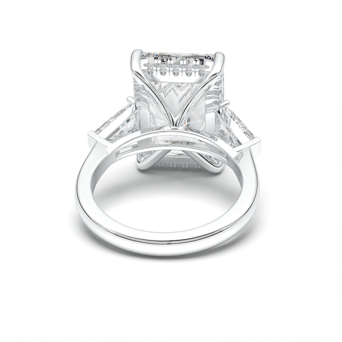 Radiant Baguette Hidden Halo Engagement Ring
