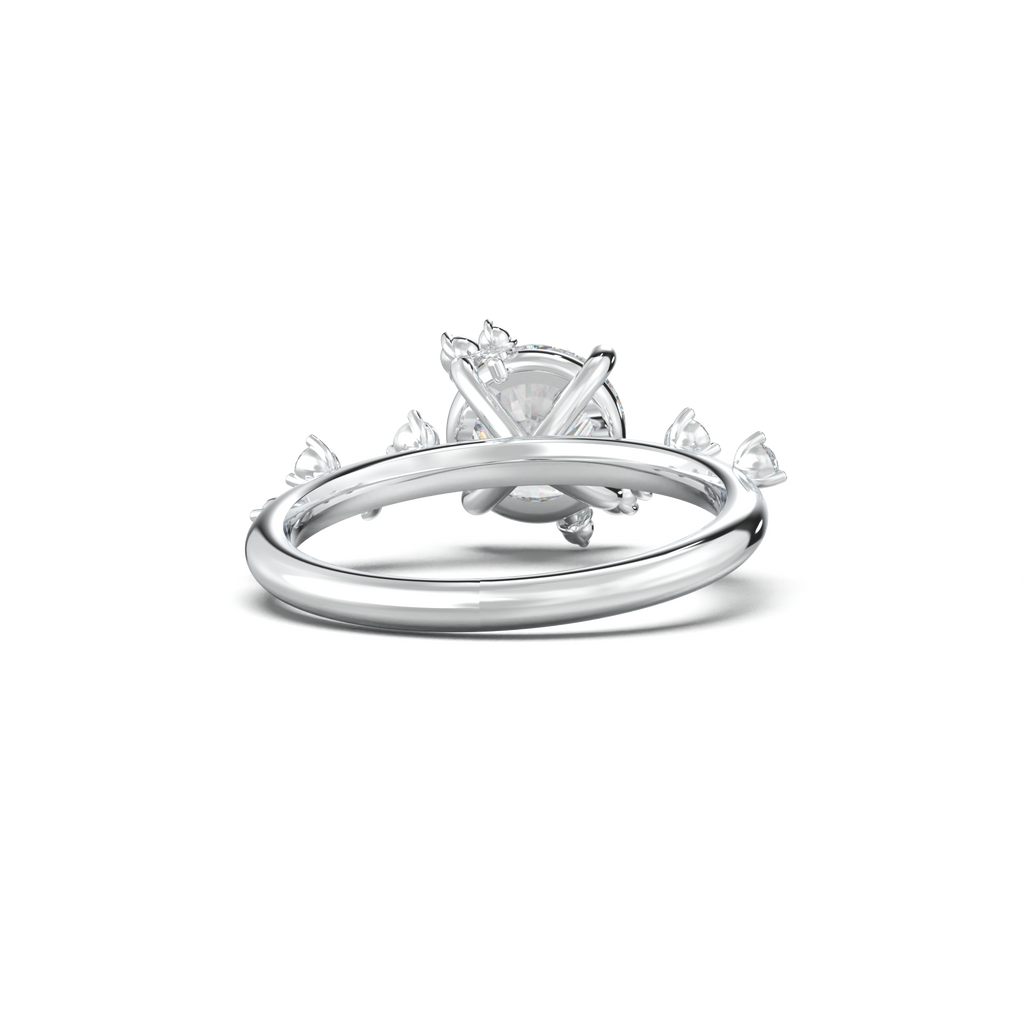 Round Botanical Accent Engagement Ring