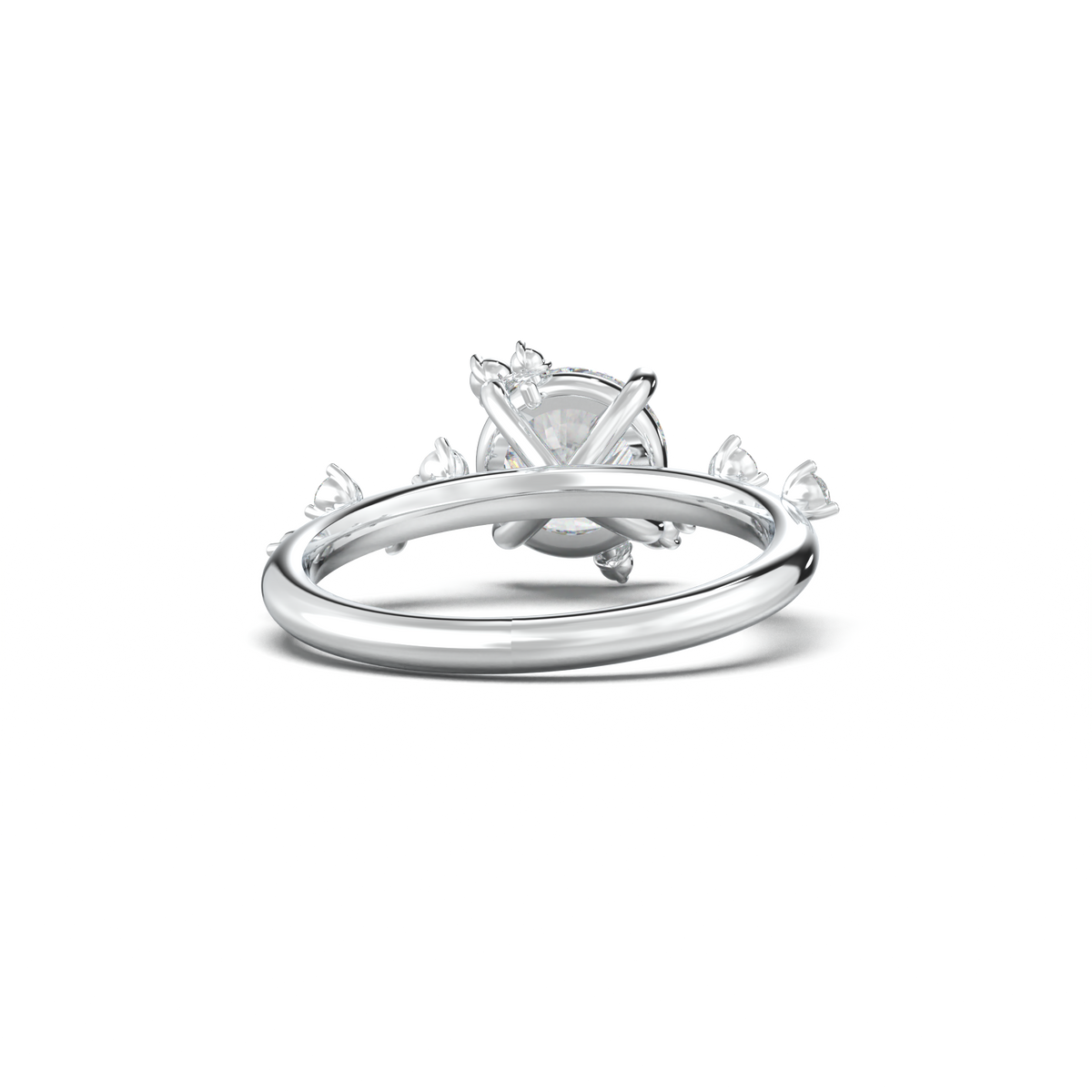 Round Botanical Accent Engagement Ring