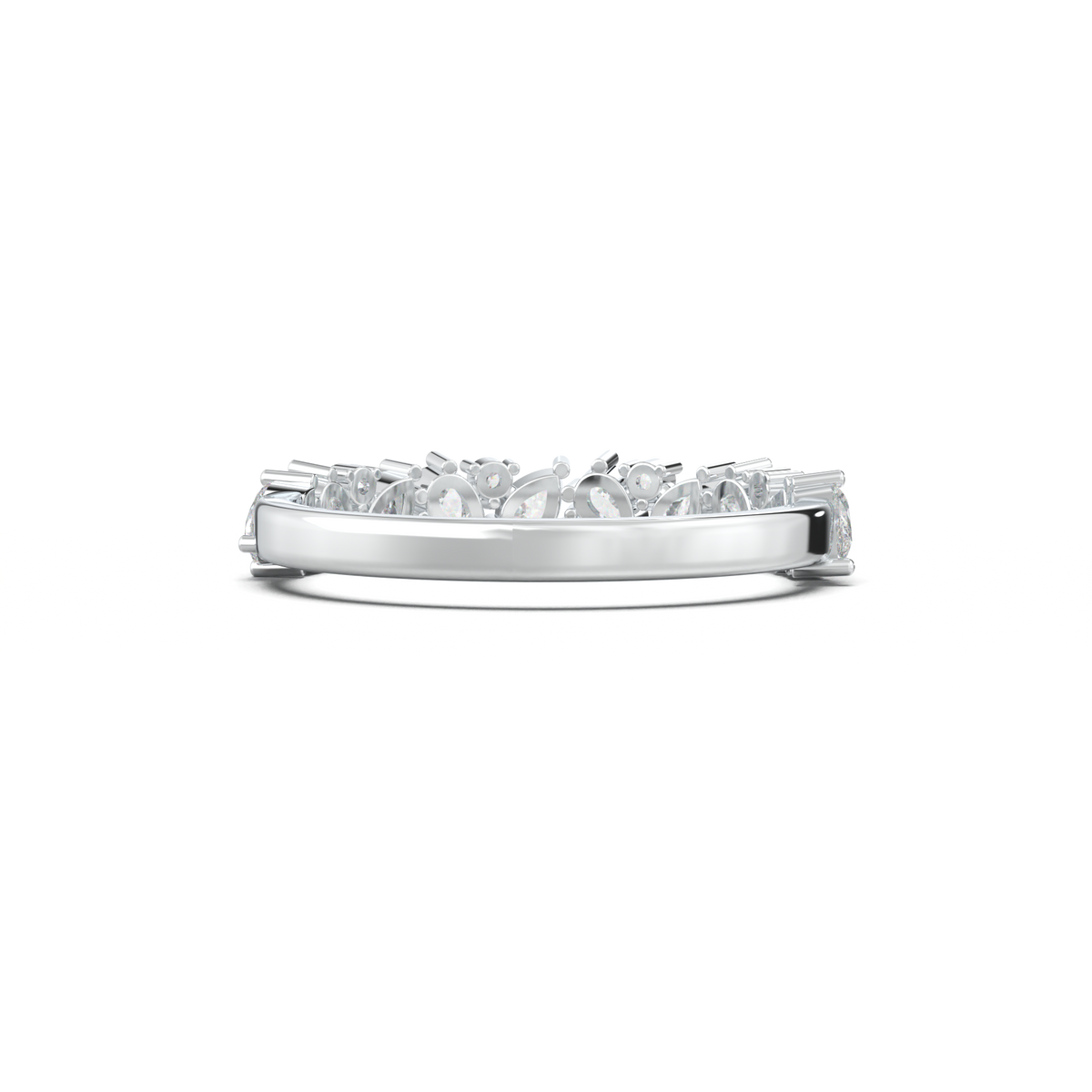 Alternating Pear & Round Half-Eternity Wedding Band