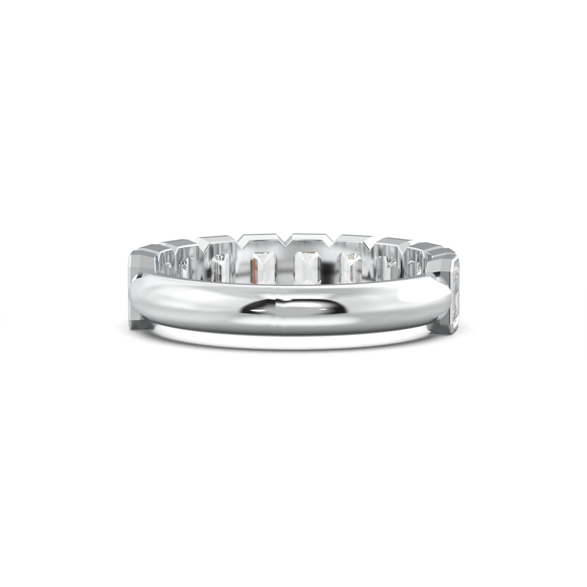 Emerald Bezel Half-Eternity Wedding Band