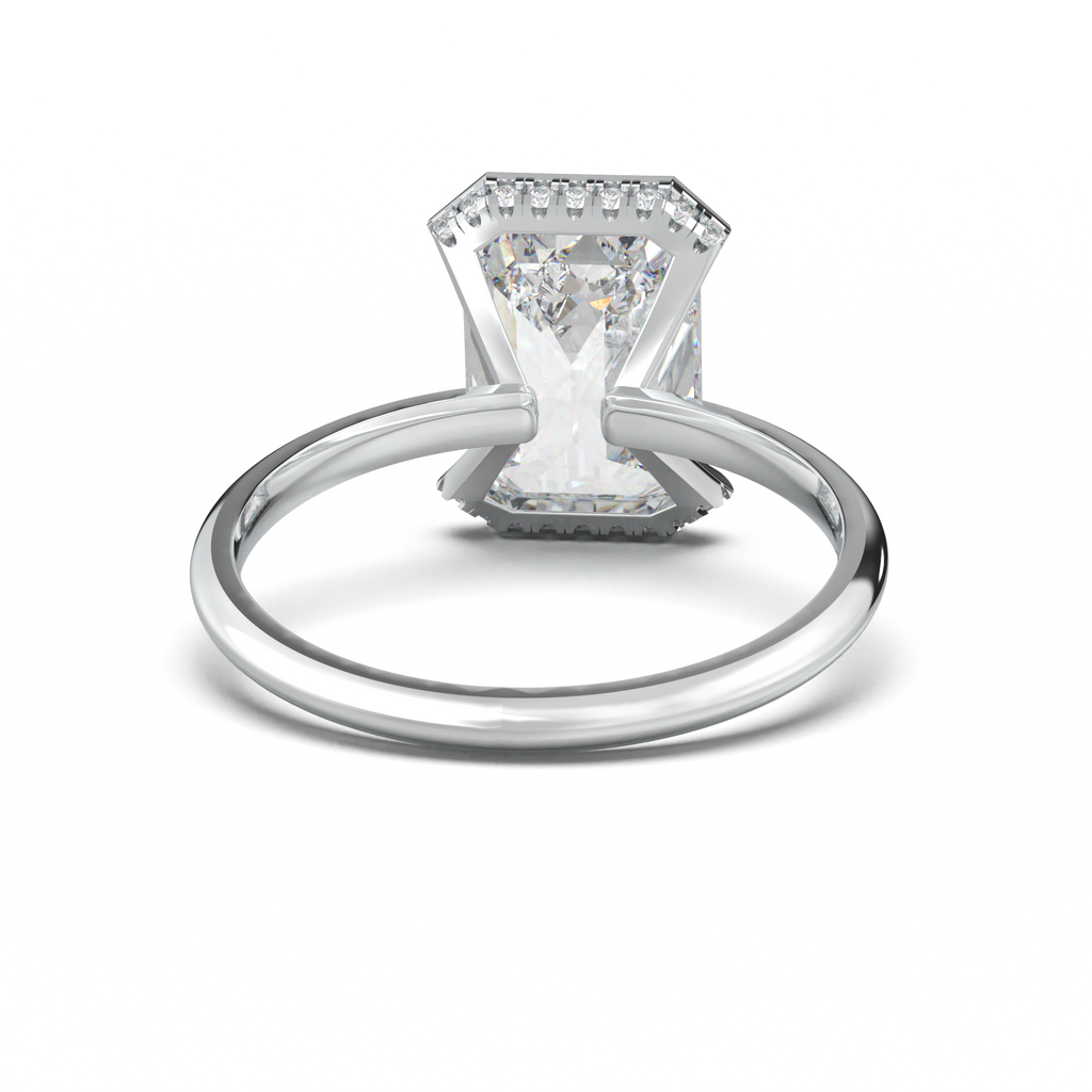 Emerald Hidden Halo Engagement Ring