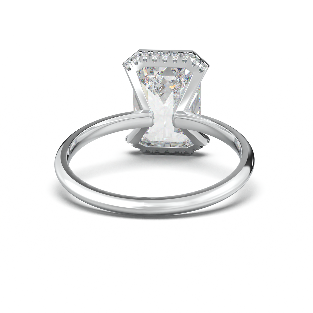 Emerald Hidden Halo Engagement Ring