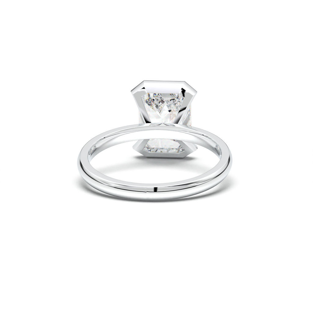 Emerald Cut Half-Bezel Engagement Ring