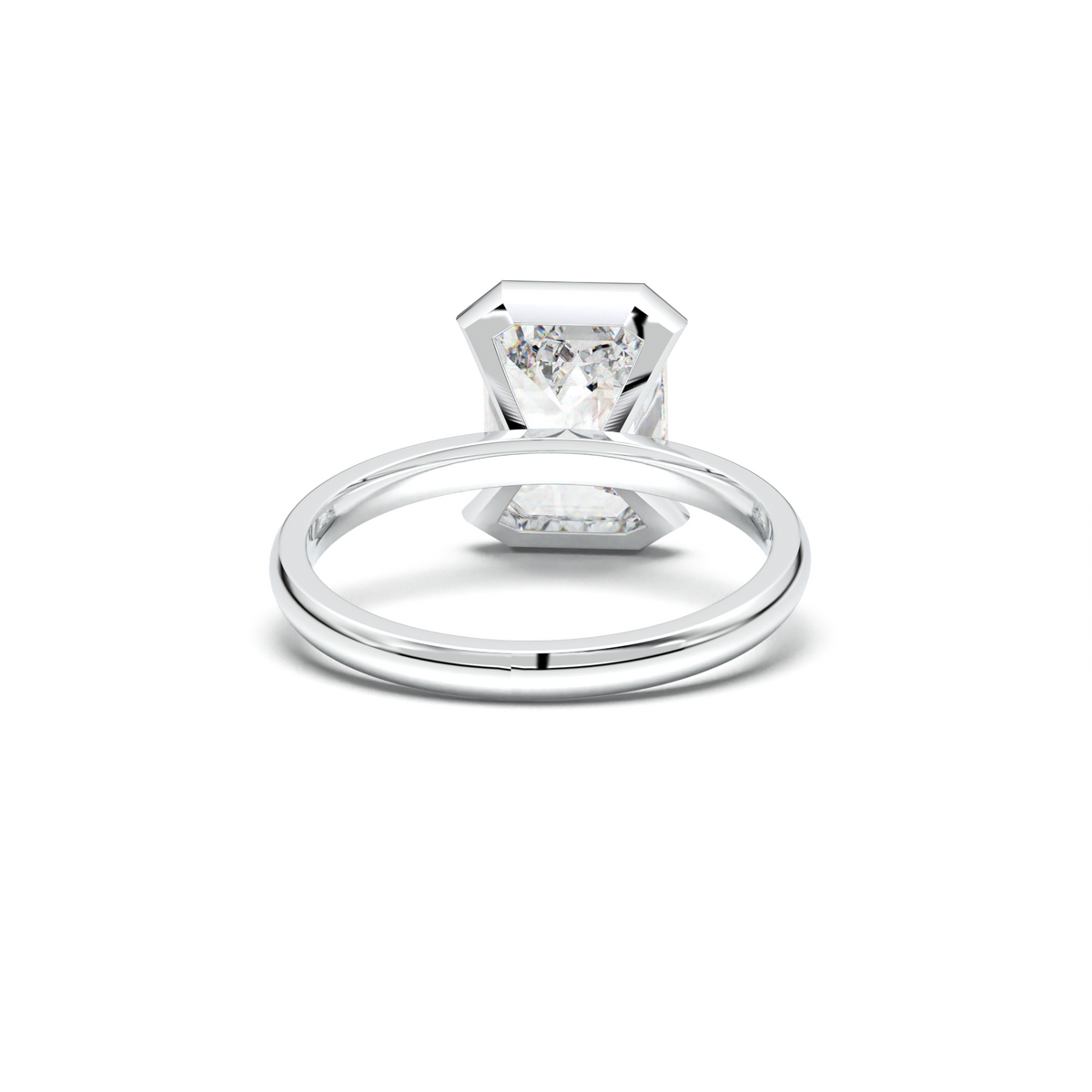 Emerald Cut Half-Bezel Engagement Ring