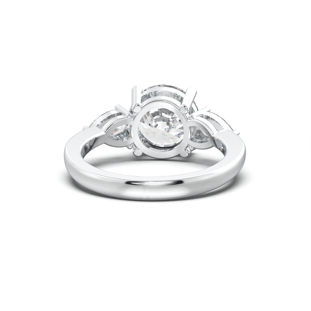 Round Pear Three-Stone Engagement Ring