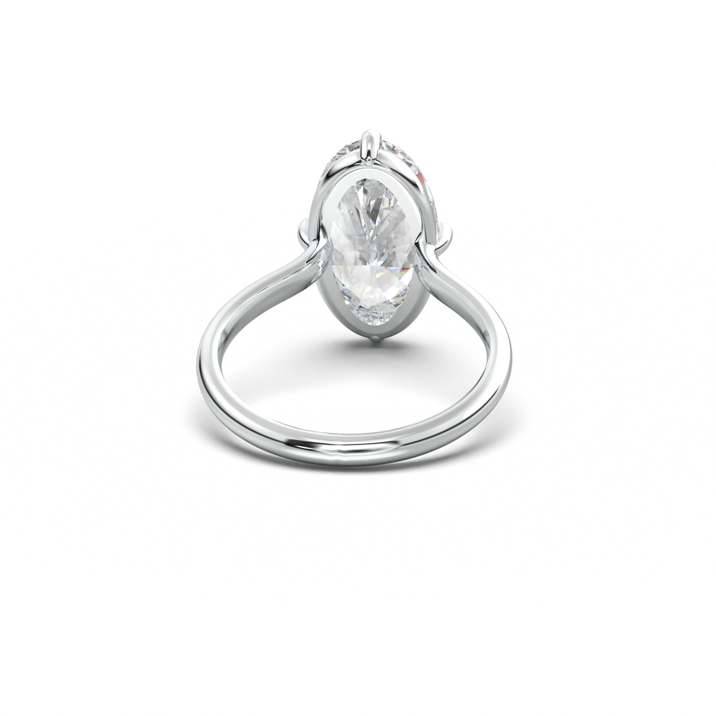 Elongated Moval Solitaire Engagement Ring