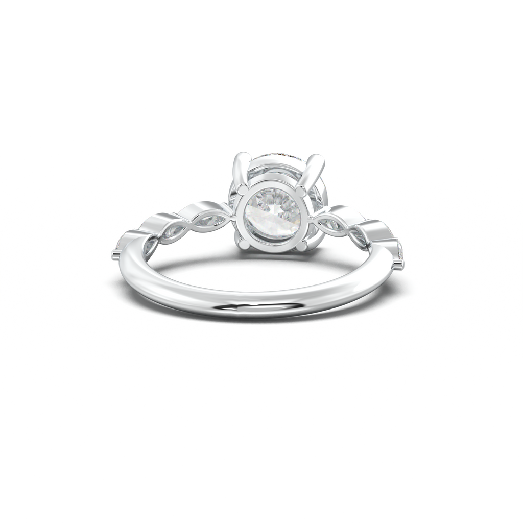 Round Marquise Side-Stone Engagement Ring