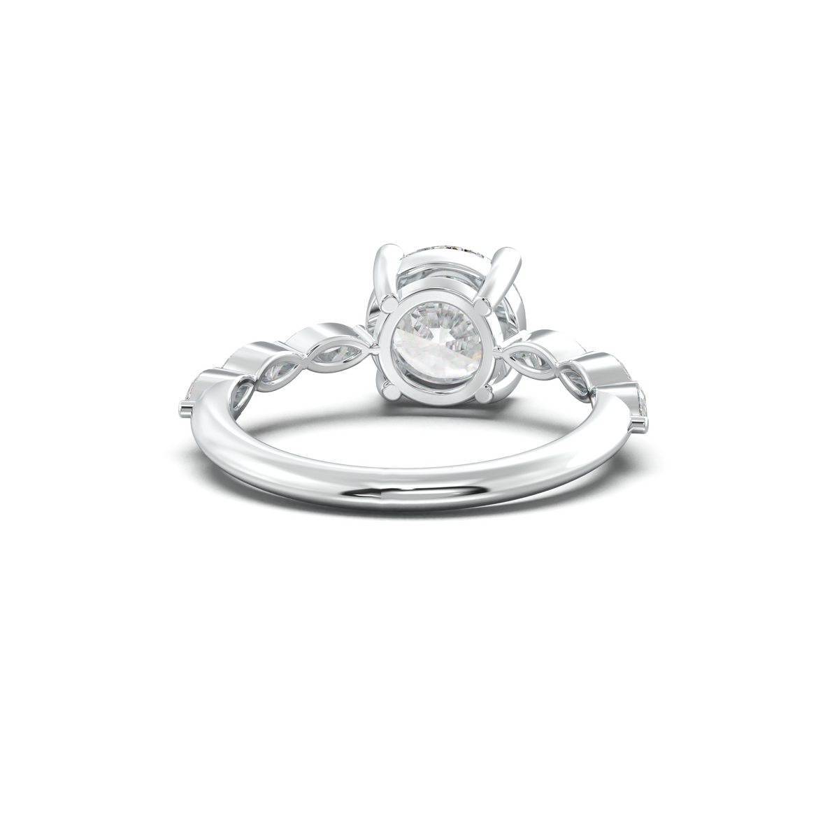 Round Marquise Side-Stone Engagement Ring