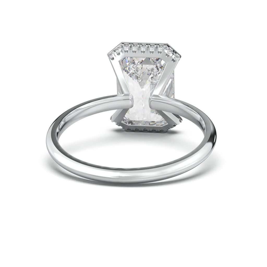 Emerald Hidden Halo Engagement Ring