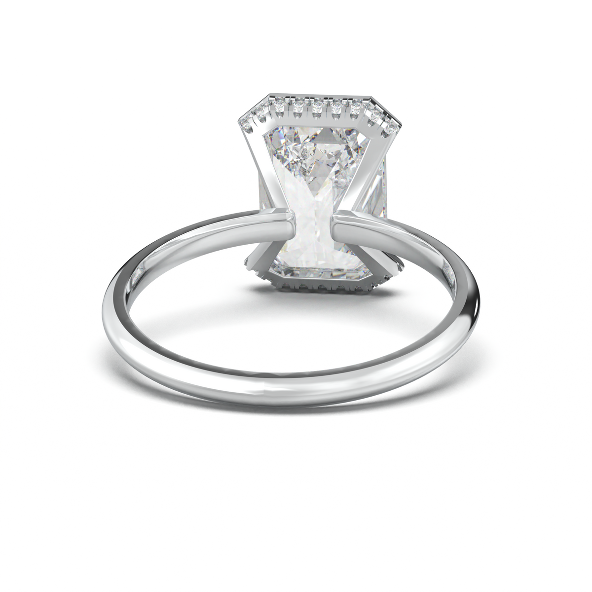 Emerald Hidden Halo Engagement Ring