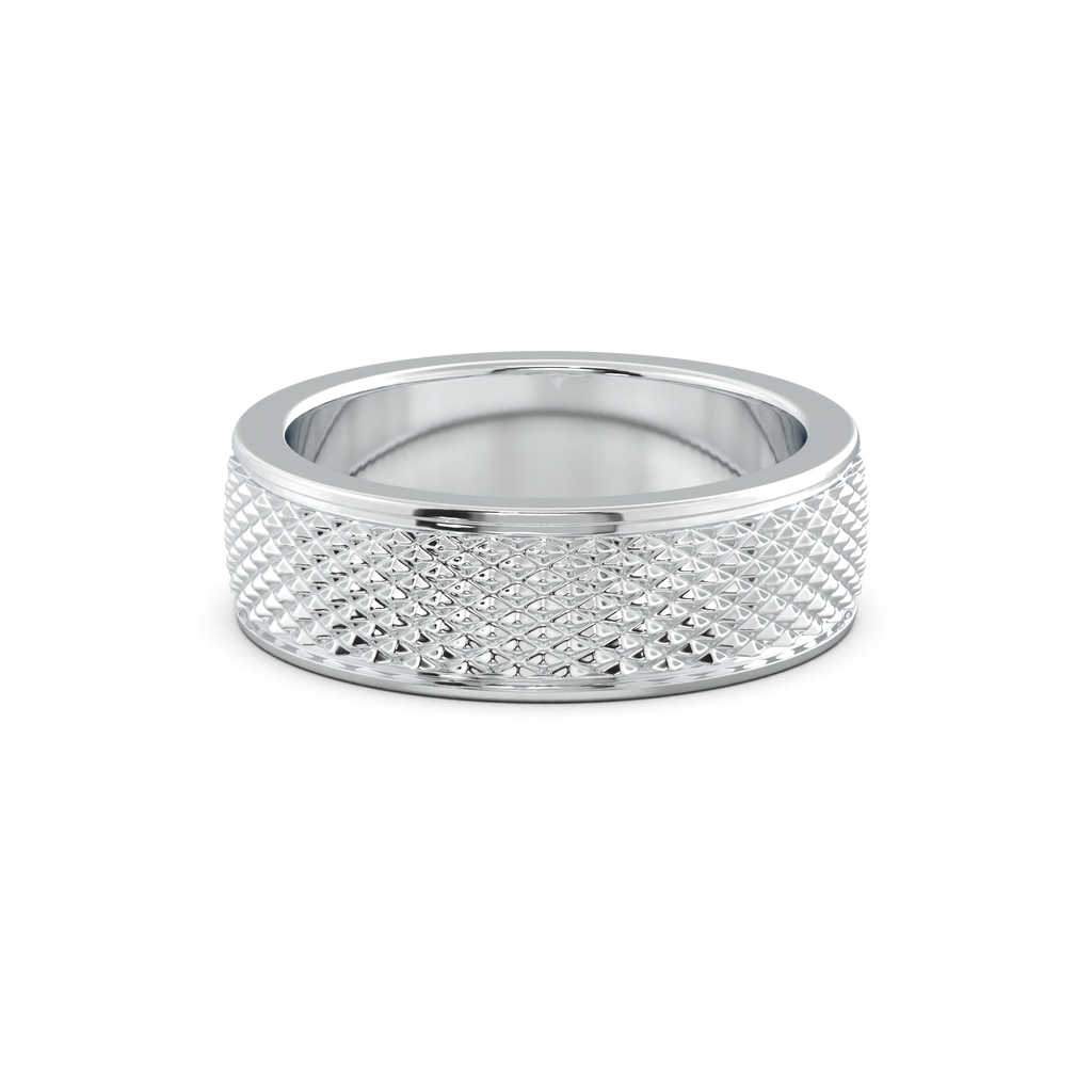Diamond-Cut Textured Men's Wedding Band