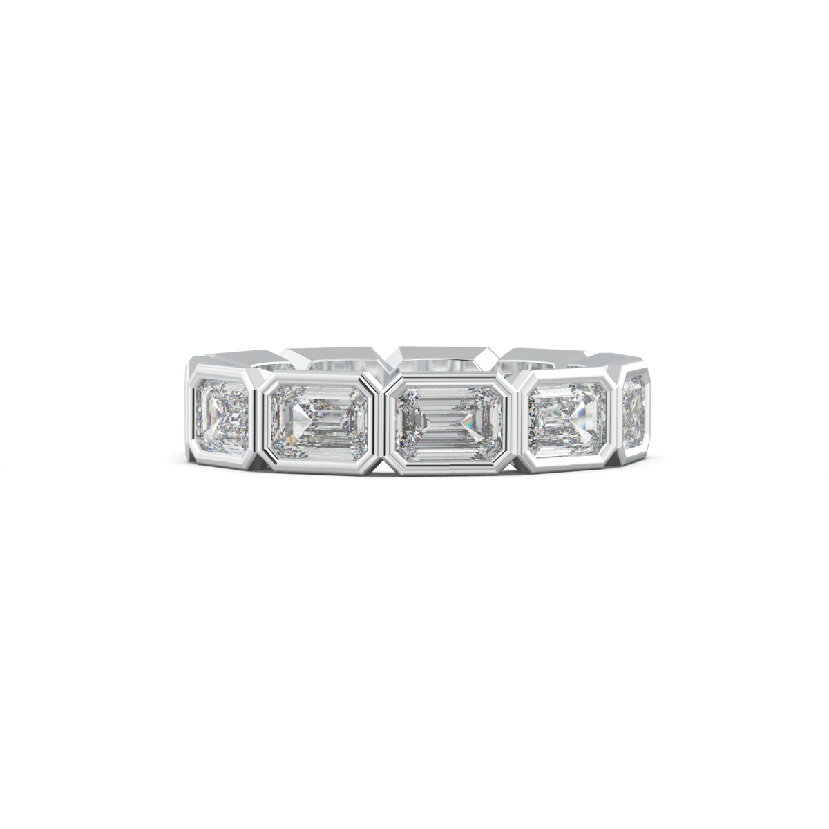 Emerald-Cut Bezel-Style Eternity Wedding Band
