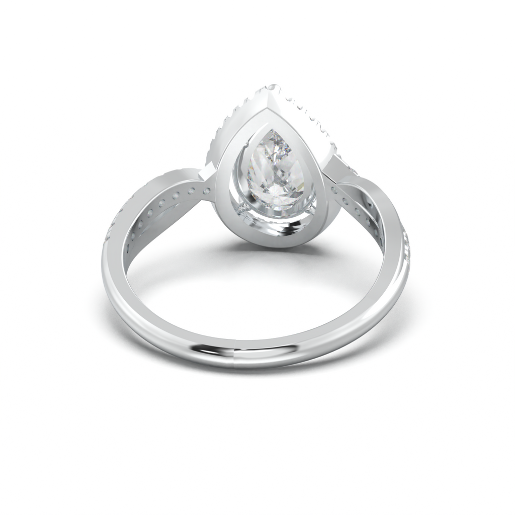 Pear Halo Twisted Pavé Engagement Ring