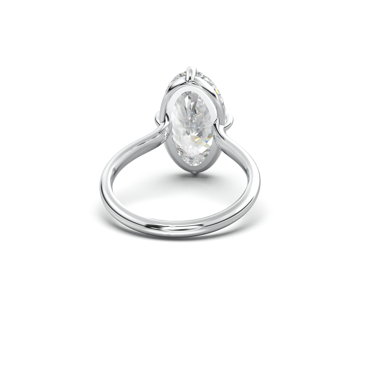 Elongated Moval Solitaire Engagement Ring