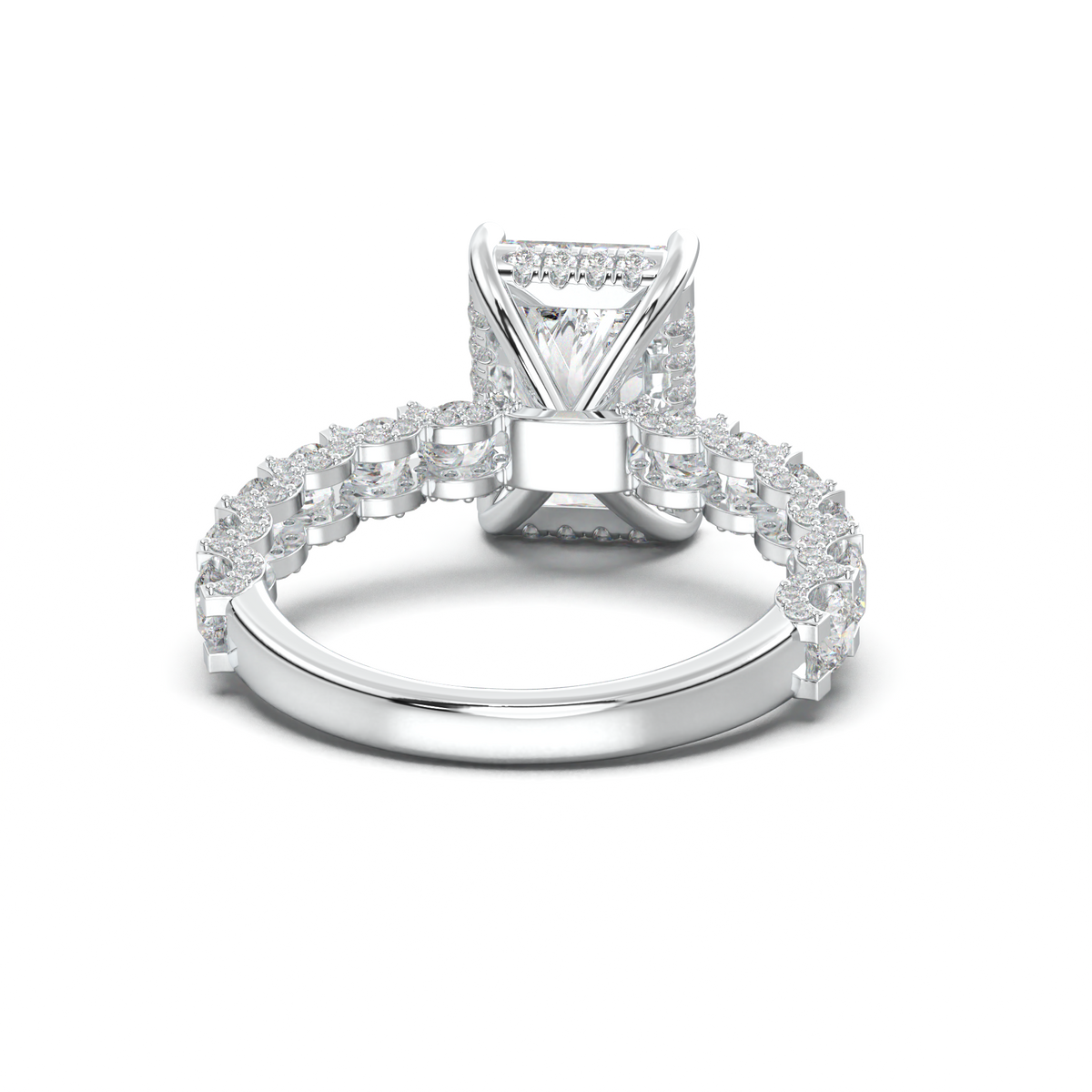 Radiant Diamond Band Engagement Ring