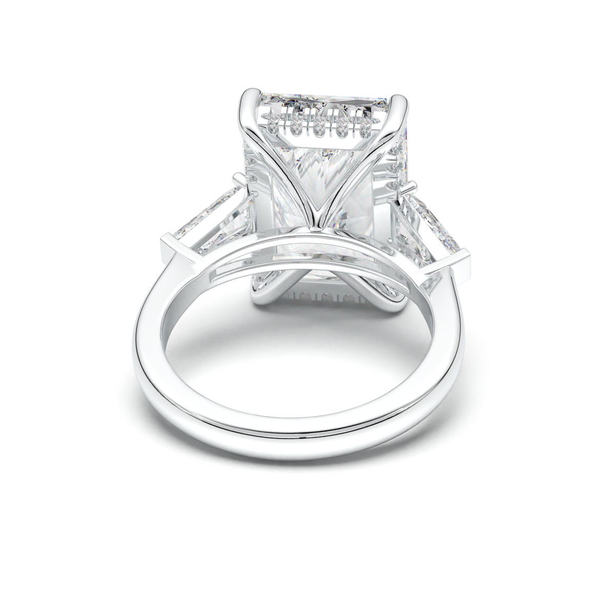 Radiant Baguette Hidden Halo Engagement Ring