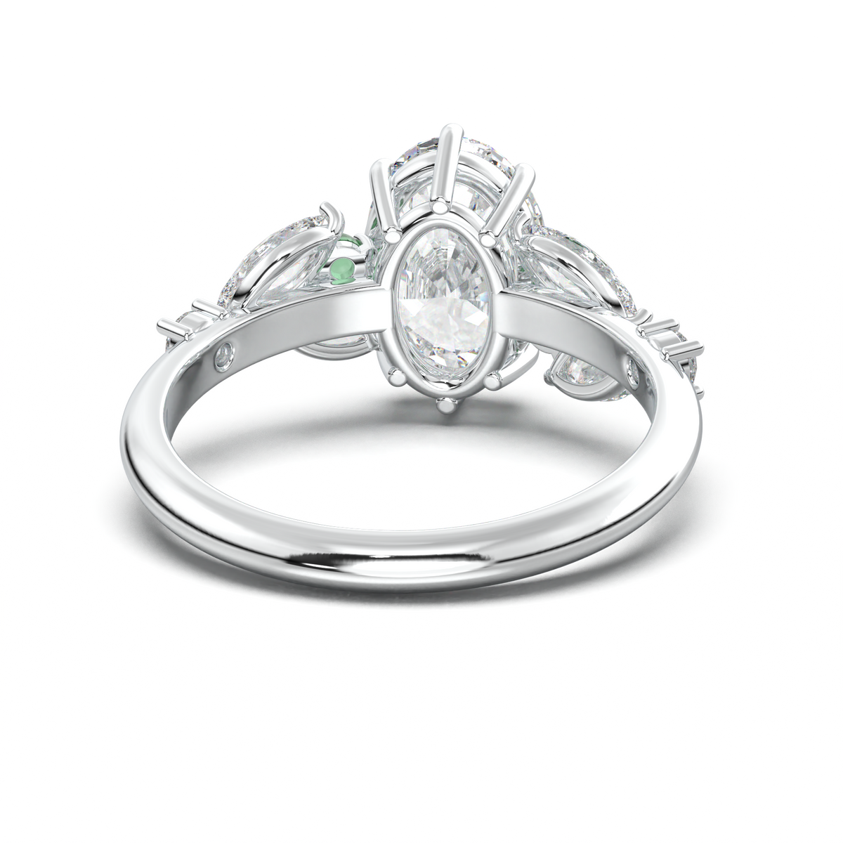 Oval Marquise-Accent Engagement Ring