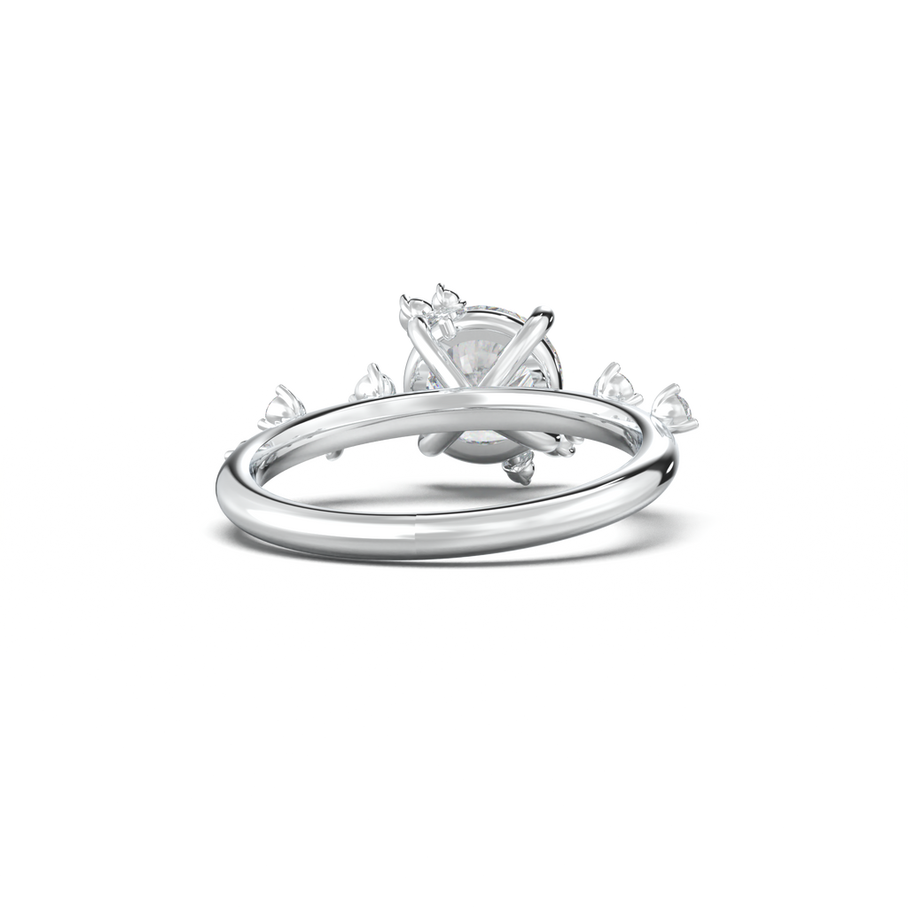 Round Botanical Accent Engagement Ring