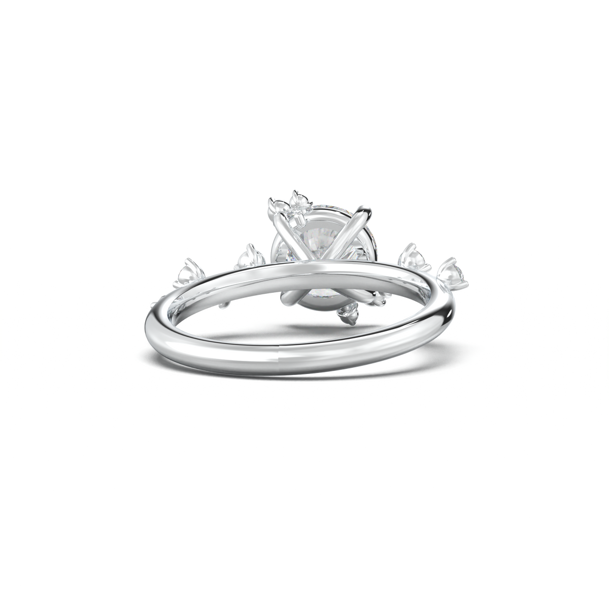 Round Botanical Accent Engagement Ring