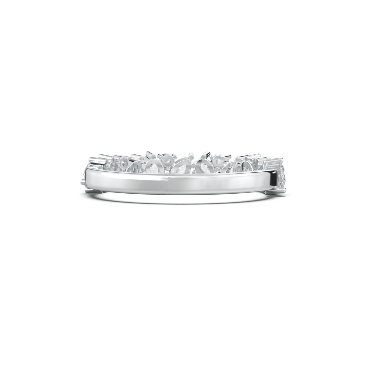 Alternating Pear & Round Half-Eternity Wedding Band