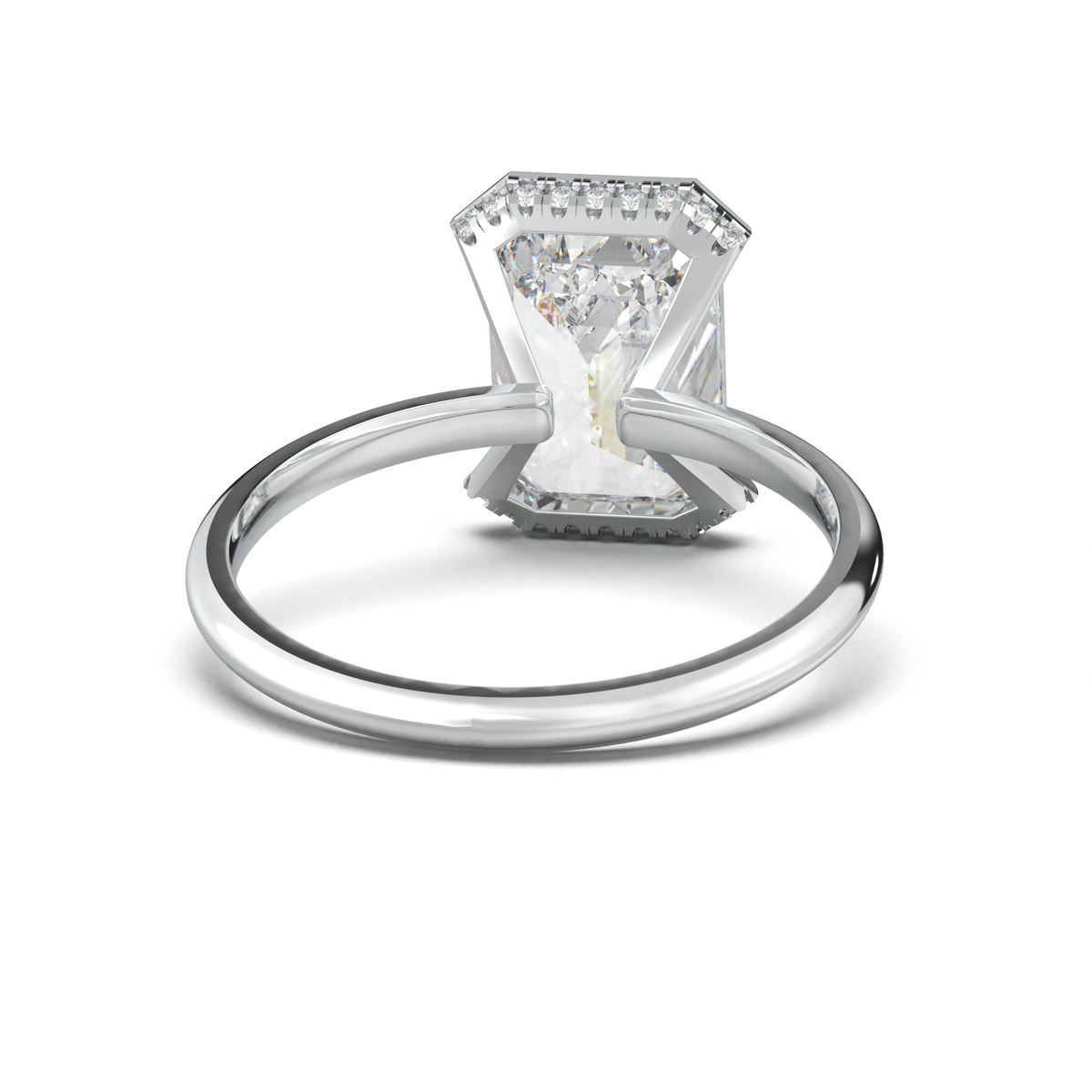 Emerald Hidden Halo Engagement Ring