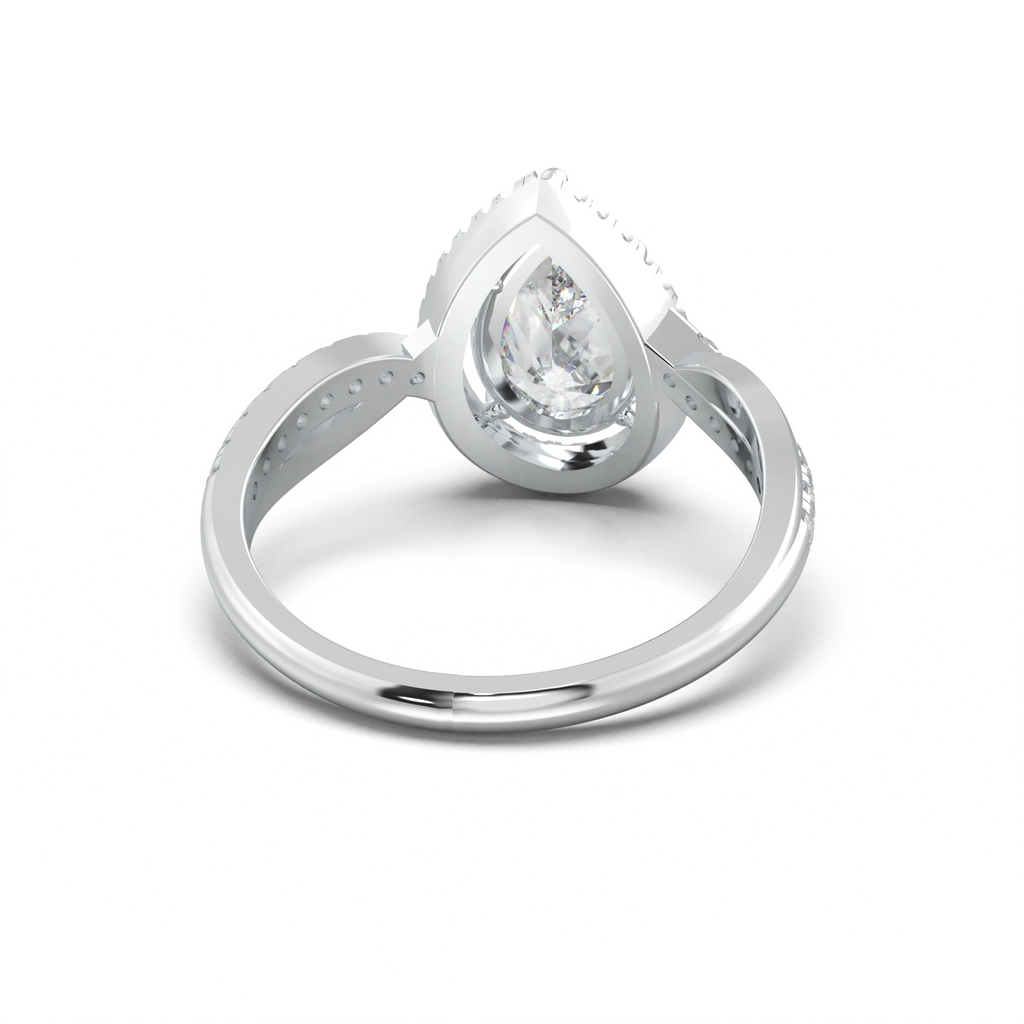 Pear Halo Twisted Pavé Engagement Ring