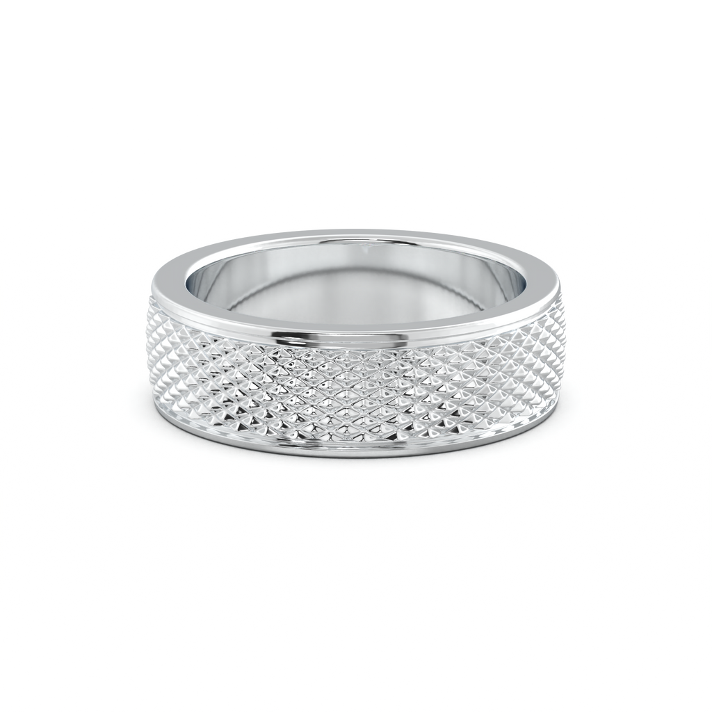 Diamond-Cut Textured Men's Wedding Band