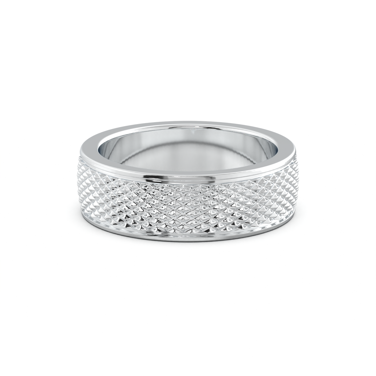 Diamond-Cut Textured Men's Wedding Band