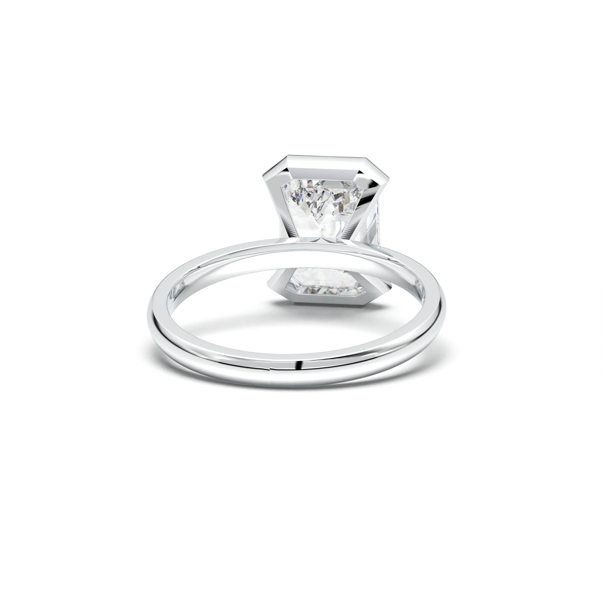 Emerald Cut Half-Bezel Engagement Ring