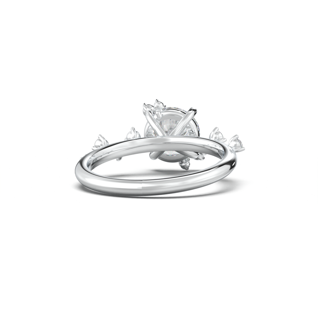 Round Botanical Accent Engagement Ring