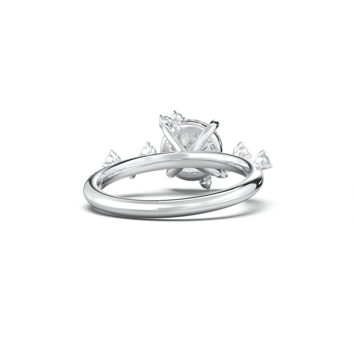 Round Botanical Accent Engagement Ring