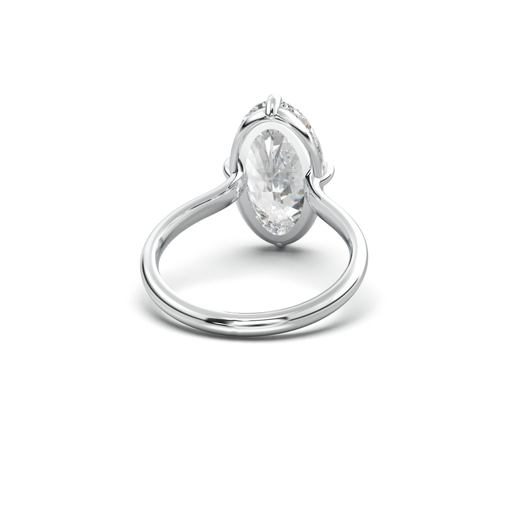 Elongated Moval Solitaire Engagement Ring