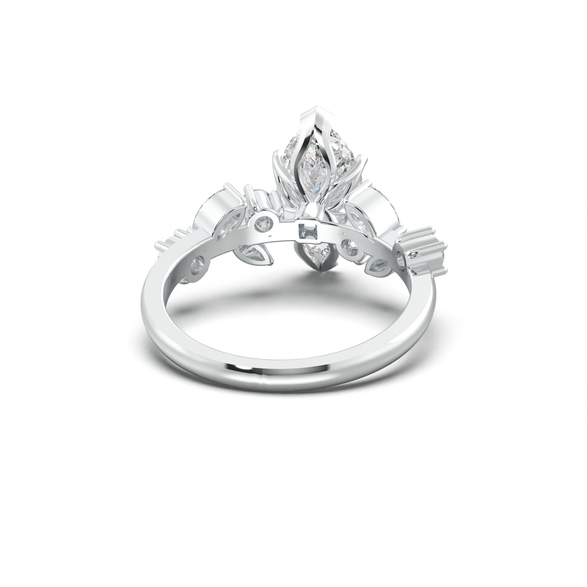 Marquise Mixed Side-Stone Engagement Ring