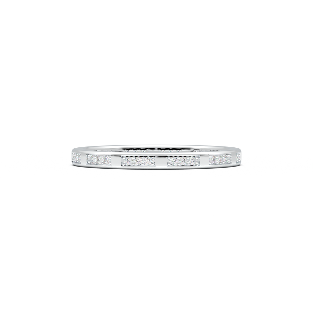Geometric Round Diamond Wedding Band