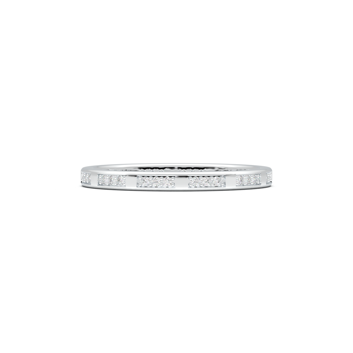 Geometric Round Diamond Wedding Band