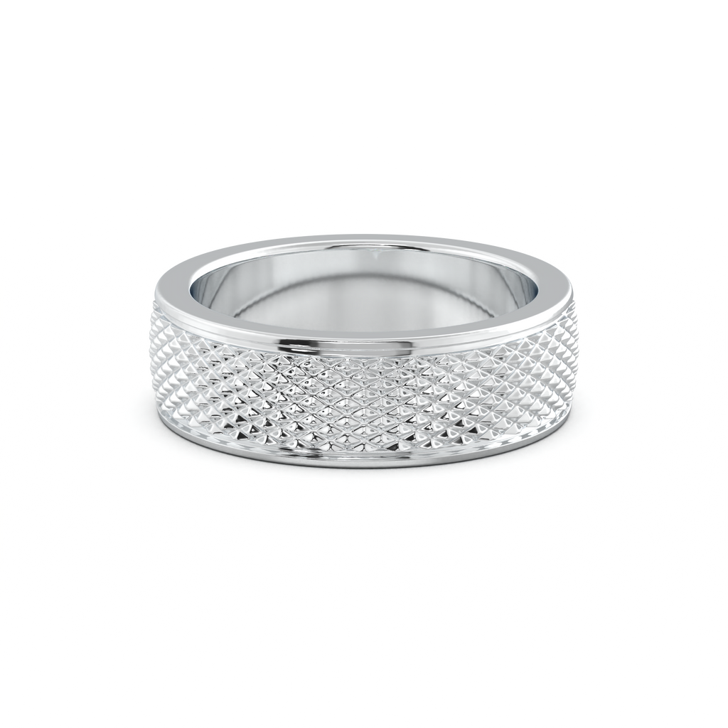 Diamond-Cut Textured Men's Wedding Band