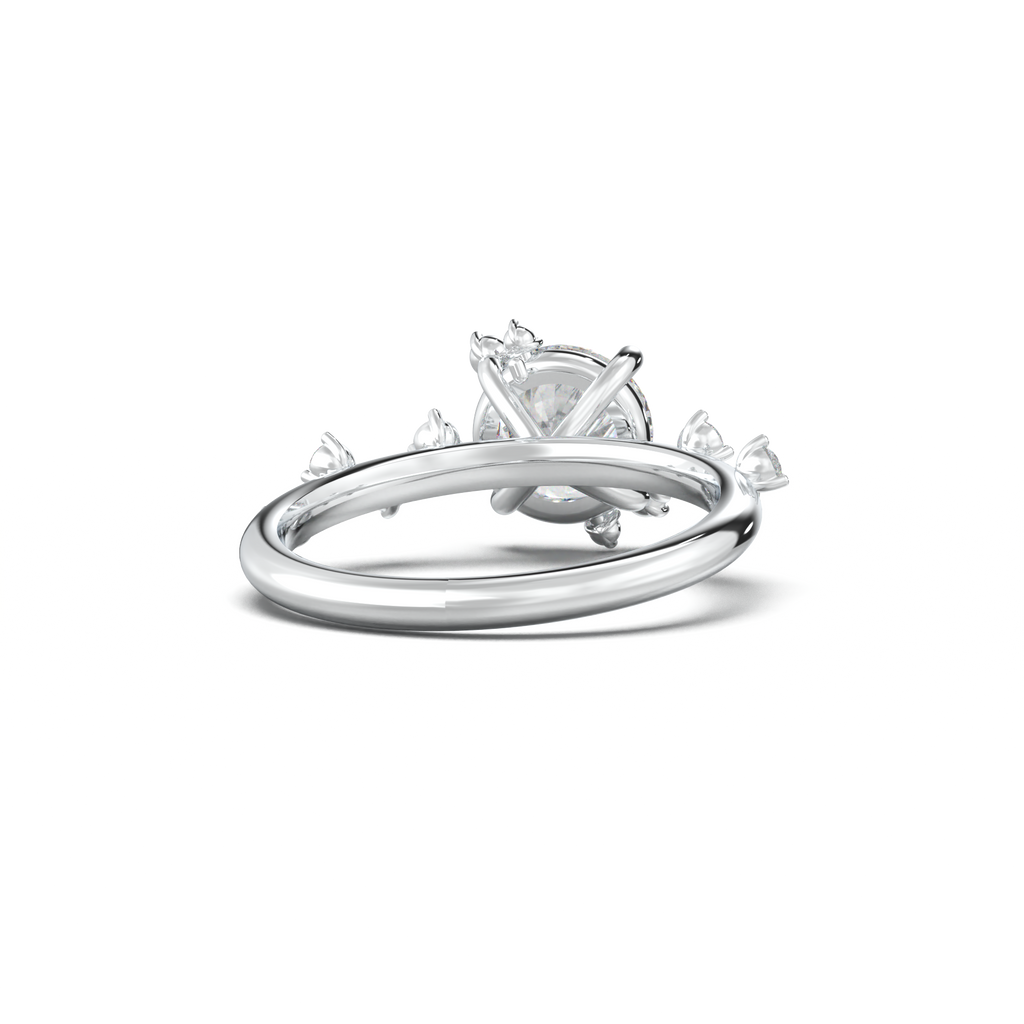Round Botanical Accent Engagement Ring