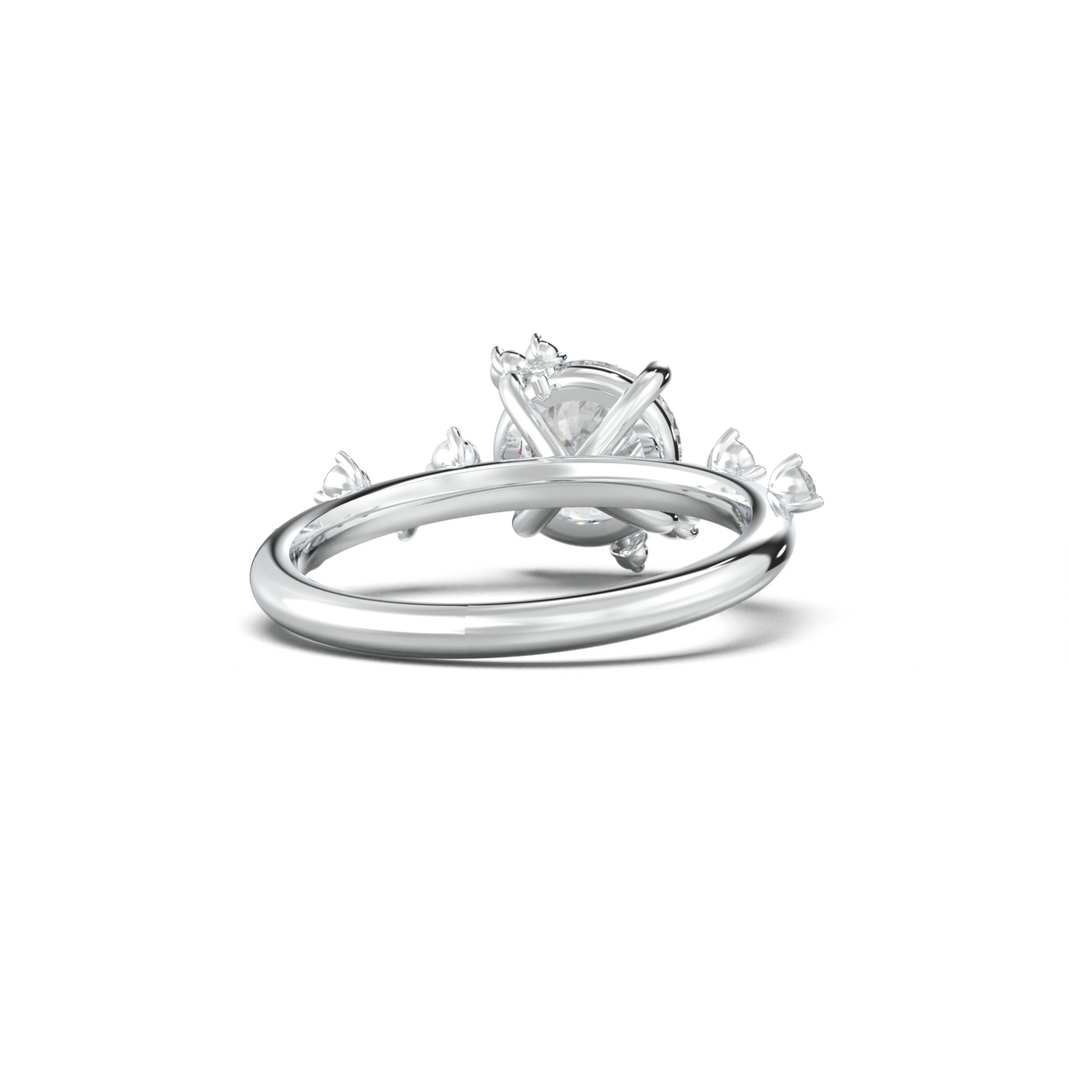 Round Botanical Accent Engagement Ring