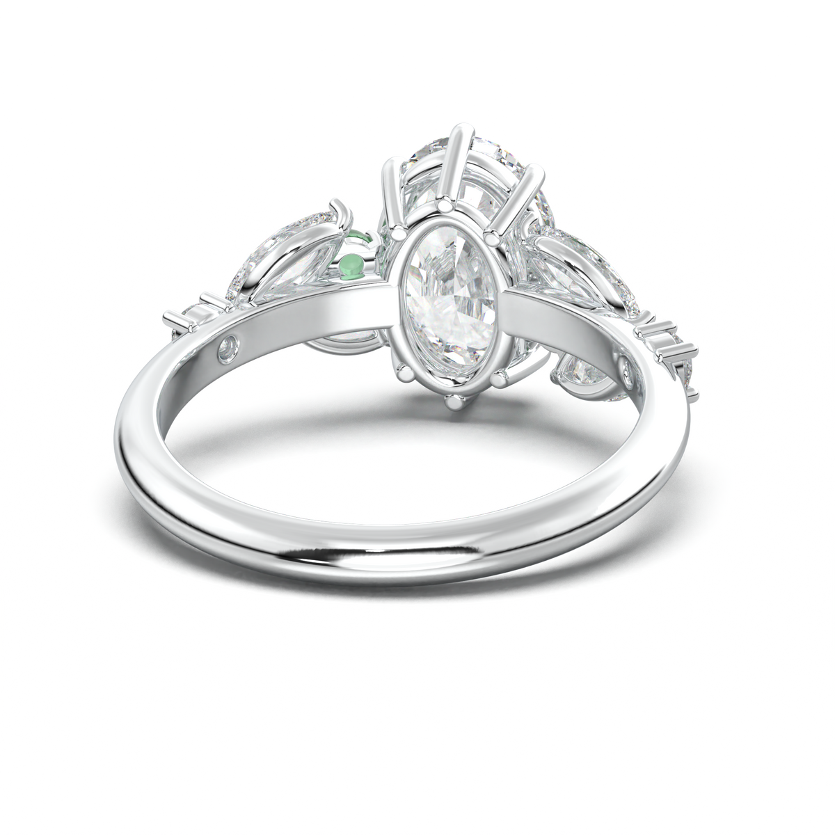 Oval Marquise-Accent Engagement Ring