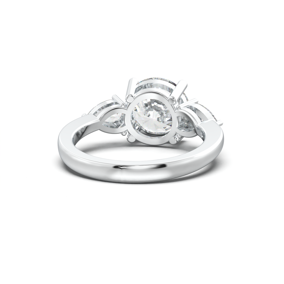 Round Pear Three-Stone Engagement Ring