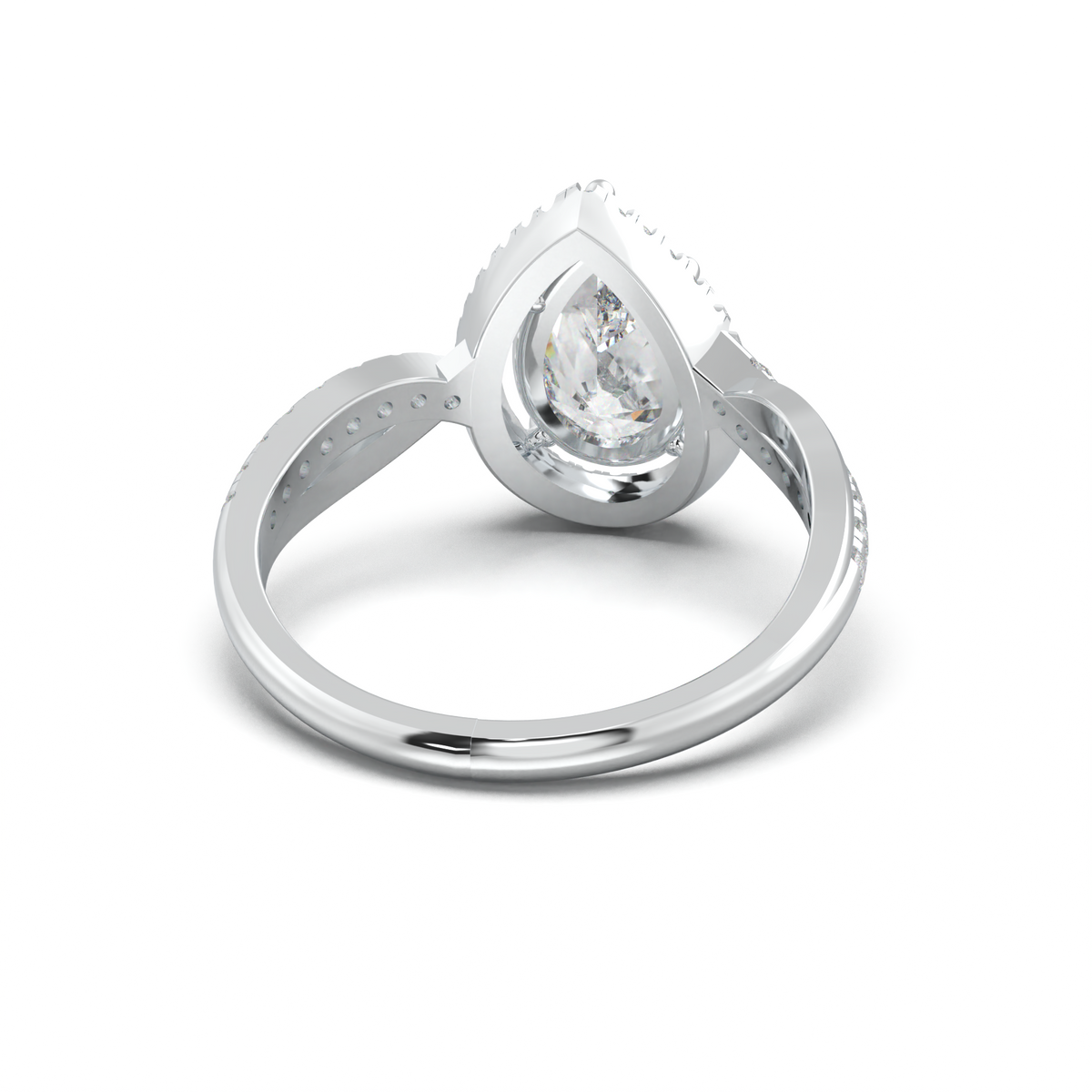 Pear Halo Twisted Pavé Engagement Ring