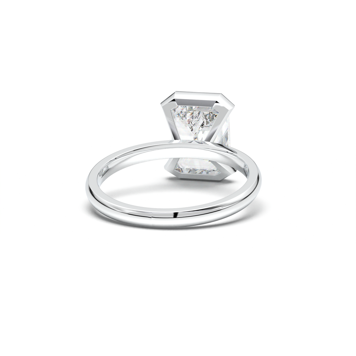 Emerald Cut Half-Bezel Engagement Ring