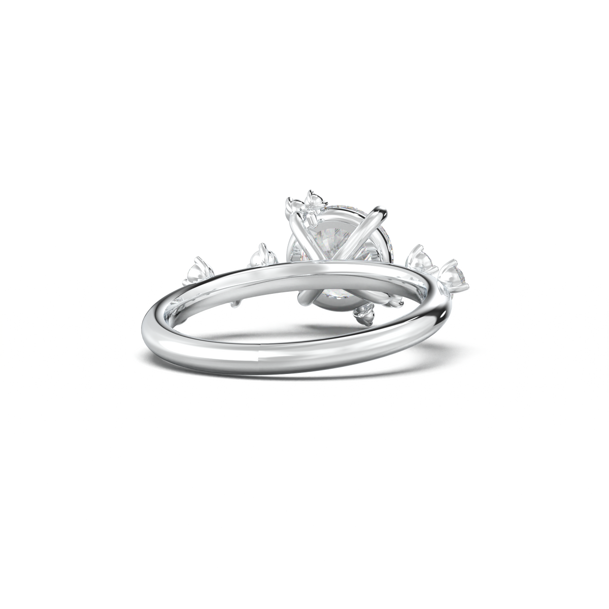 Round Botanical Accent Engagement Ring