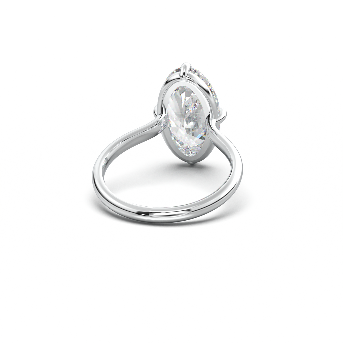 Elongated Moval Solitaire Engagement Ring